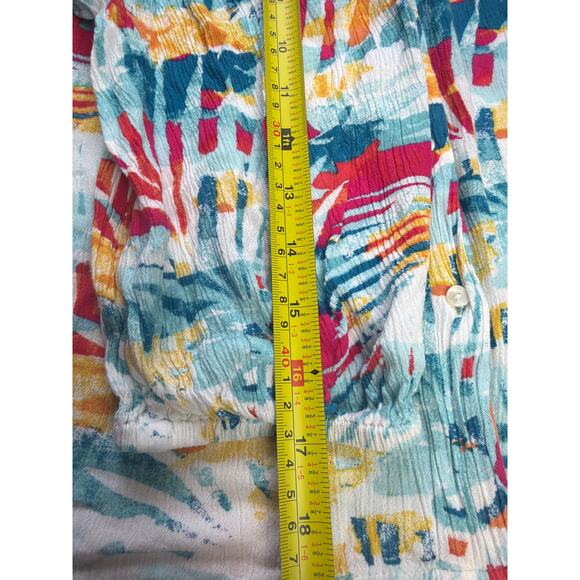 Chico’s Artsy Boho Blouse Women’s XL Multicolor Retro 90s Y2K Beach Top - Picture 7 of 8